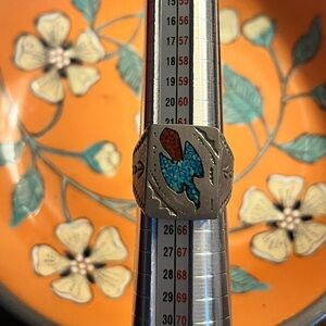 Thunderbird inlay ring sz 10 1/2